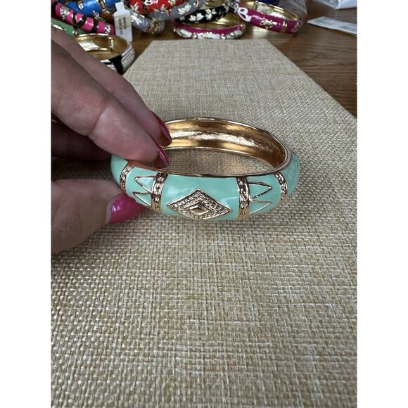 Sequin Nordstrom Multicolor Gold Tone Statement Enamel Bangle Bracelet # 267 - Picture 2 of 3